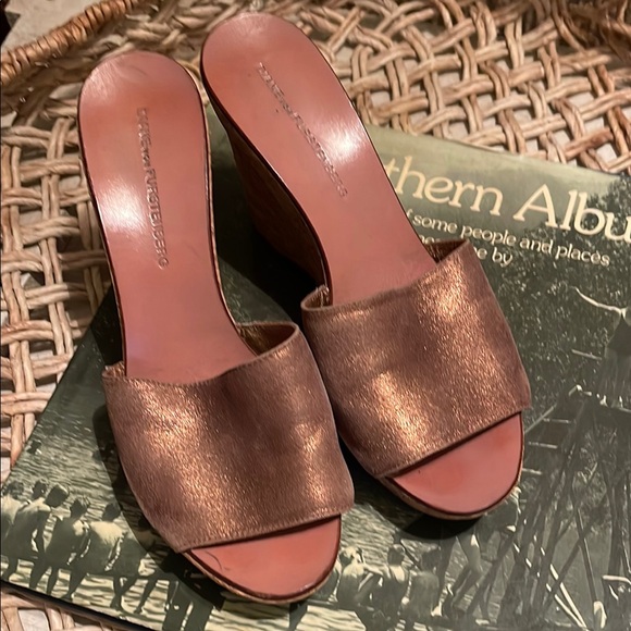 Diane Von Furstenberg Shoes - Gorgeous backless Bronze Wedge Sandals open toe  Sz 8 Diane von Furstenberg DVF